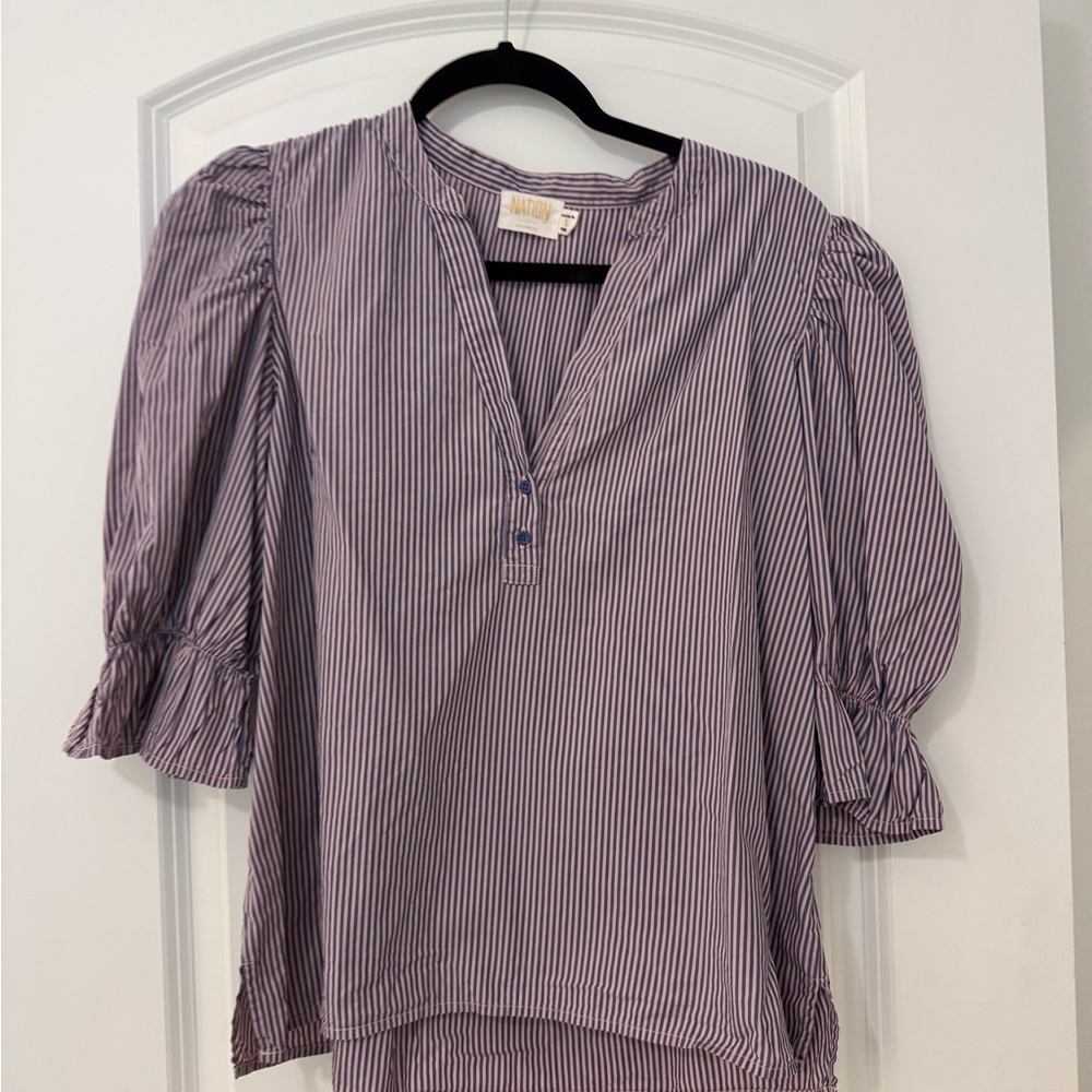 Nation LTD Purple Puff Sleeve Blouse